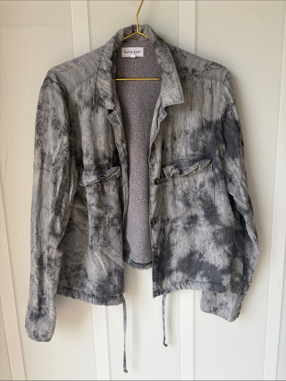 Bella Dahl Gray Tie-Dye Sherpa-Lined Jean Shacket